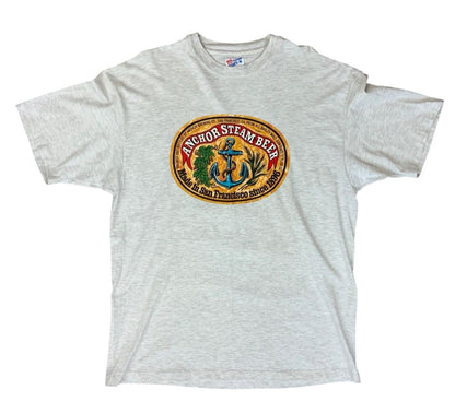 VTG 90s ANCHOR STEAM BEER SAN FRANCISCO CA SINGLE STITCH T SHIRT HANES BEEFY XL