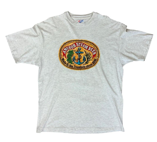 VTG 90s ANCHOR STEAM BEER SAN FRANCISCO CA SINGLE STITCH T SHIRT HANES BEEFY XL
