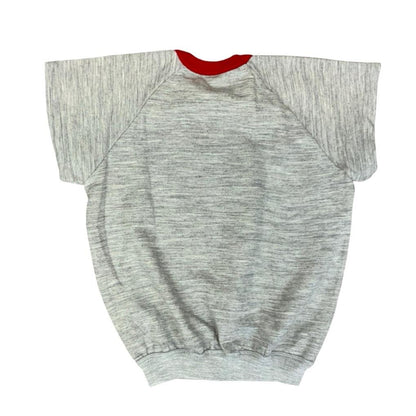 VTG 80s SHORT SLEEVE GREY SWEATSHIRT  T ALEXIA BASEBALL RINGER REVERSE WEAVE S