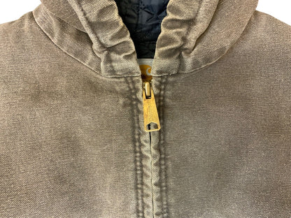 VTG CHILDS USA CARHARTT BROWN DUCK CANVAS WORKWEAR JACKET QUILTED LINED KIDS MED