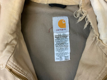 VTG Y2K USA CARHARTT DUCK CANVAS DISTRESSED WORKWEAR JACKET BEIGE 2XL