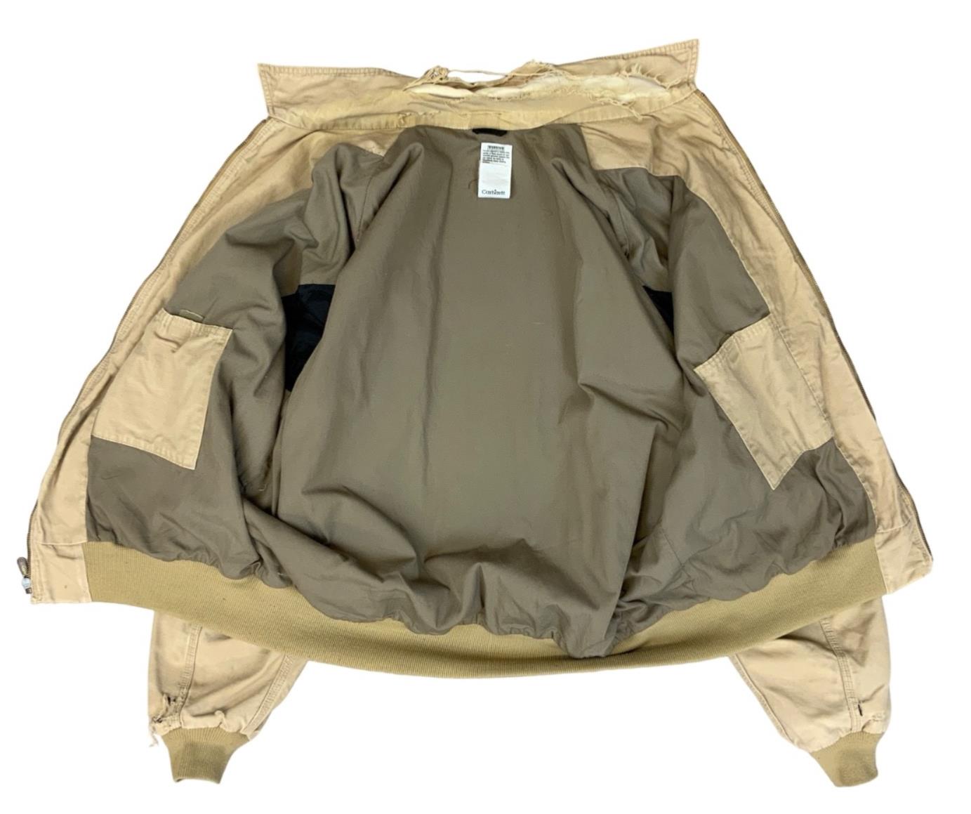 VTG Y2K USA CARHARTT DUCK CANVAS DISTRESSED WORKWEAR JACKET BEIGE 2XL