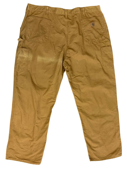 CARHARTT TAN DUCK CANVAS RELAXED DUNGAREE FIT STRAIGHT CARPENTER JEANS 42W 32L