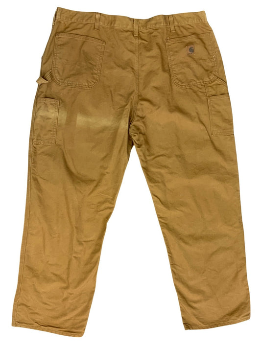 CARHARTT TAN DUCK CANVAS RELAXED DUNGAREE FIT STRAIGHT CARPENTER JEANS 42W 32L