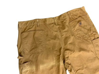 CARHARTT TAN DUCK CANVAS RELAXED DUNGAREE FIT STRAIGHT CARPENTER JEANS 42W 32L