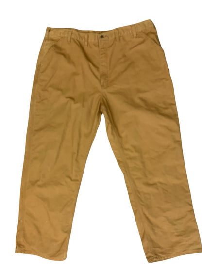 CARHARTT TAN DUCK CANVAS RELAXED DUNGAREE FIT STRAIGHT CARPENTER JEANS 42W 32L