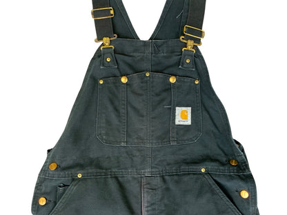 CARHARTT BLACK DUCK CANVAS QUILT LINED DUNGAREES CARPENTER USA WORKWEAR 32W 29L