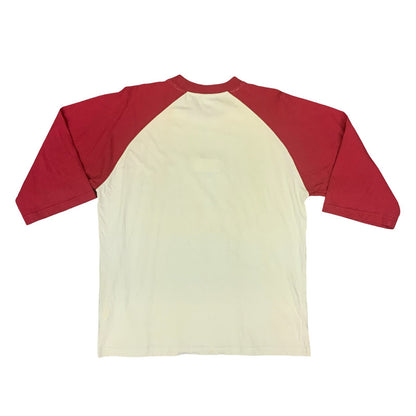 VTG NO FEAR RED WHITE GRAPHIC TEE BASEBALL RAGLAN SKATEBOARDING SURF MEDIUM