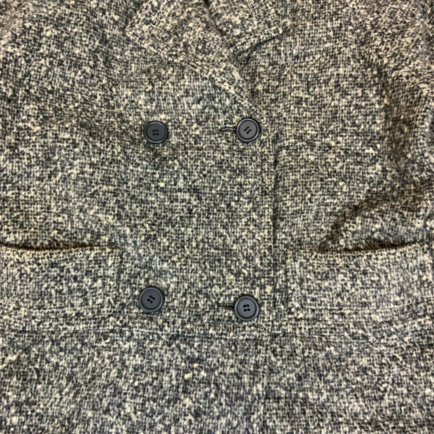 VTG 80s 90s 'GIVENCHY' GREY TWEED WOOL DETACHABLE COLLAR QUILT LINED COAT XXL