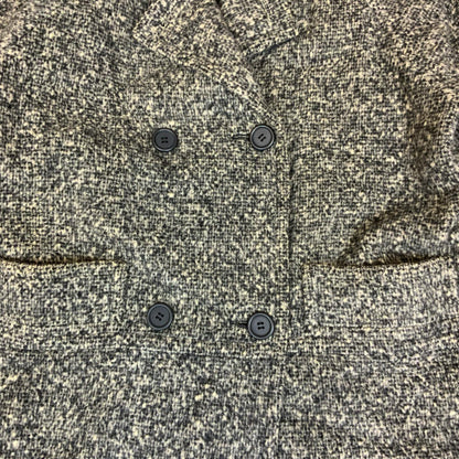 VTG 80s 90s 'GIVENCHY' GREY TWEED WOOL DETACHABLE COLLAR QUILT LINED COAT XXL