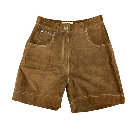 VTG 90s 'JOOP!' BROWN GENUINE SUEDE HIGH-WAISTED WESTERN SHORTS S 10