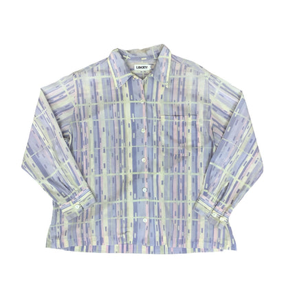 VTG 'LIBERTY' PURPLE WHITE PINK STRIPED GEOMETRIC PATTERN  OVERSIZED BLOUSE L 16