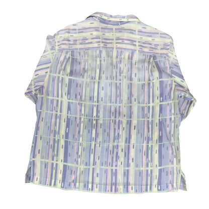 VTG 'LIBERTY' PURPLE WHITE PINK STRIPED GEOMETRIC PATTERN  OVERSIZED BLOUSE L 16