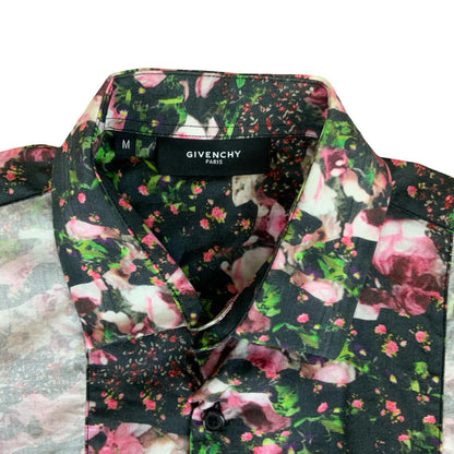 VTG 2014 'GIVENCHY' BLACK PINK FLORAL ROSE FAUX PATCHWORK LONG SLEEVED SHIRT S