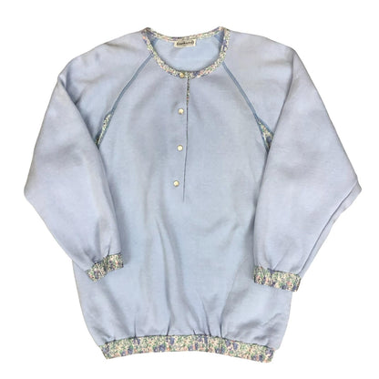 VTG 80s 'CACHAREL' LIGHT BLUE FLORAL CHIC CASUAL PULL-OVER SWEATSHIRT  UK 14/ 16