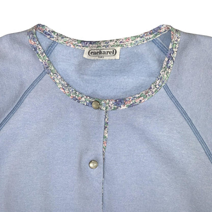 VTG 80s 'CACHAREL' LIGHT BLUE FLORAL CHIC CASUAL PULL-OVER SWEATSHIRT  UK 14/ 16