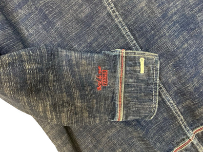 VTG US NAVY STYLE 'AIGLE' SHAWL COLLAR INDIGO DENIM CHORE JACKET ROCKABILLY M