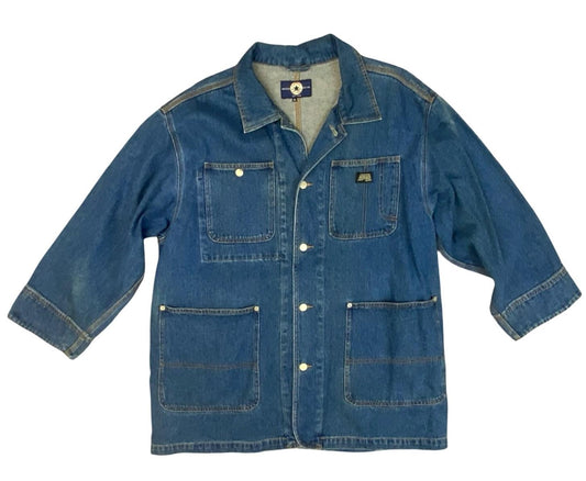 VTG 3/4 SLEEVE 'CONVERSE' ALL STARS DENIM CHORE JACKET AMAZING SUN FADES 2XL