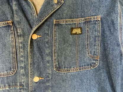 VTG 3/4 SLEEVE 'CONVERSE' ALL STARS DENIM CHORE JACKET AMAZING SUN FADES 2XL