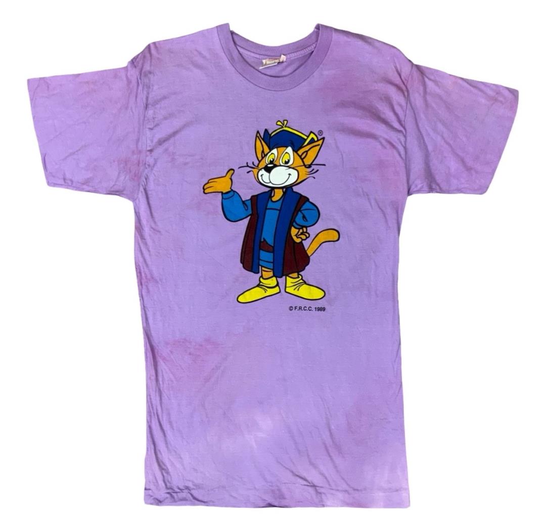 VTG 1989 ITALIAN SINGLE STITCH GATTO CRISTOFORO MASCOT EXPO GENOA T SHIRT XS