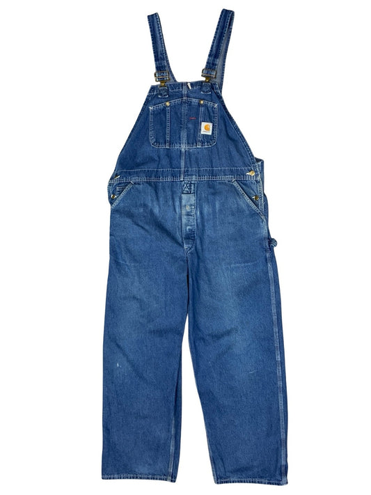VTG CARHARTT DENIM DUNGAREES CARPENTER USA WORKWEAR ROCKABILLY HILLBILLY 38W 30L