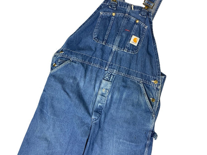 VTG CARHARTT DENIM DUNGAREES CARPENTER USA WORKWEAR ROCKABILLY HILLBILLY 38W 30L