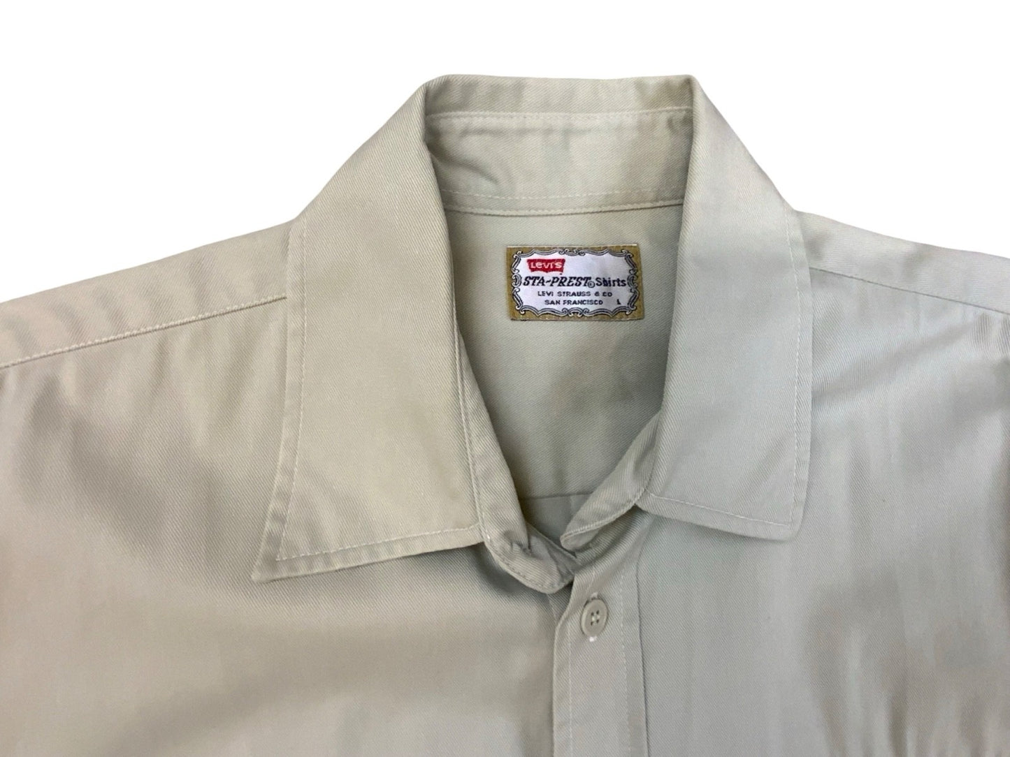 VTG LEVIS BLACK & GOLD TAB STA-PREST BEIGE SHORT SLEEVE COTTON SAFARI SHIRT