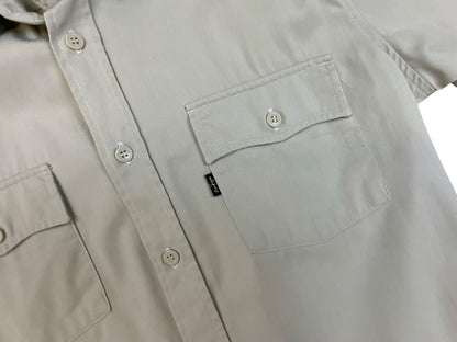 VTG LEVIS BLACK & GOLD TAB STA-PREST BEIGE SHORT SLEEVE COTTON SAFARI SHIRT