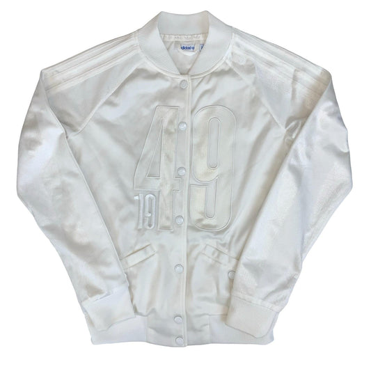VTG 'ADIDAS' WHITE '1949' EMBOSSED SNAP BUTTON WOMENS BOMBER TRACK JACKET M 12