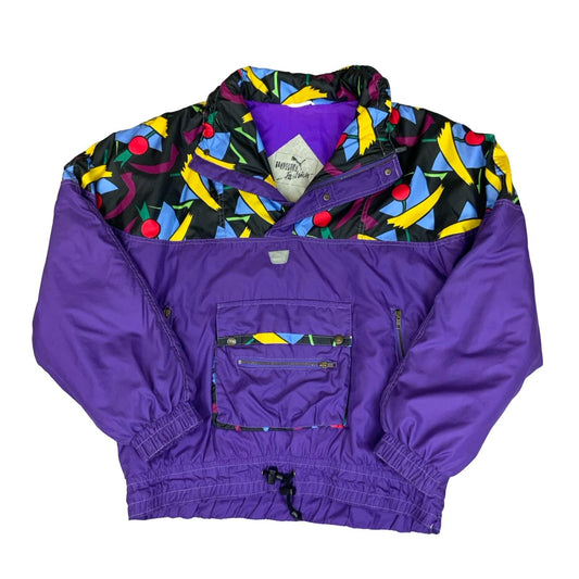 VTG 90s 'PUMA' FASHION PURPLE GEOMETRIC PULLOVER PADDED SHELL WINDBREAKER 2XL