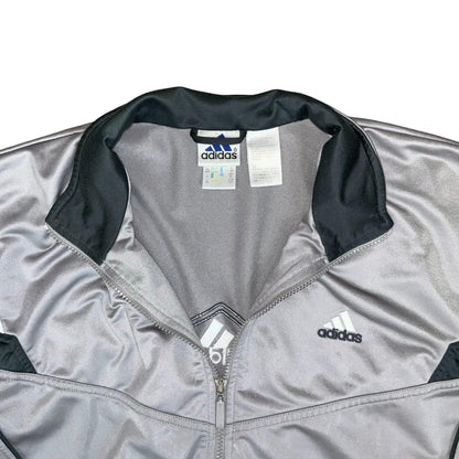 VTG 90s RETRO 'ADIDAS' SILVER GREY CASUAL FULL ZIP WARM-UP TRACK JACKET LARGE