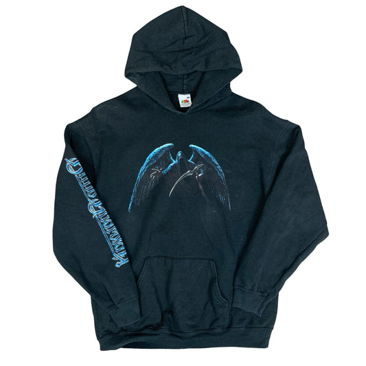VTG 00s FRUIT OF THE LOOM 'BLIND GUARDIAN' BLACK REAPER GRAPHIC METAL HOODIE M/L