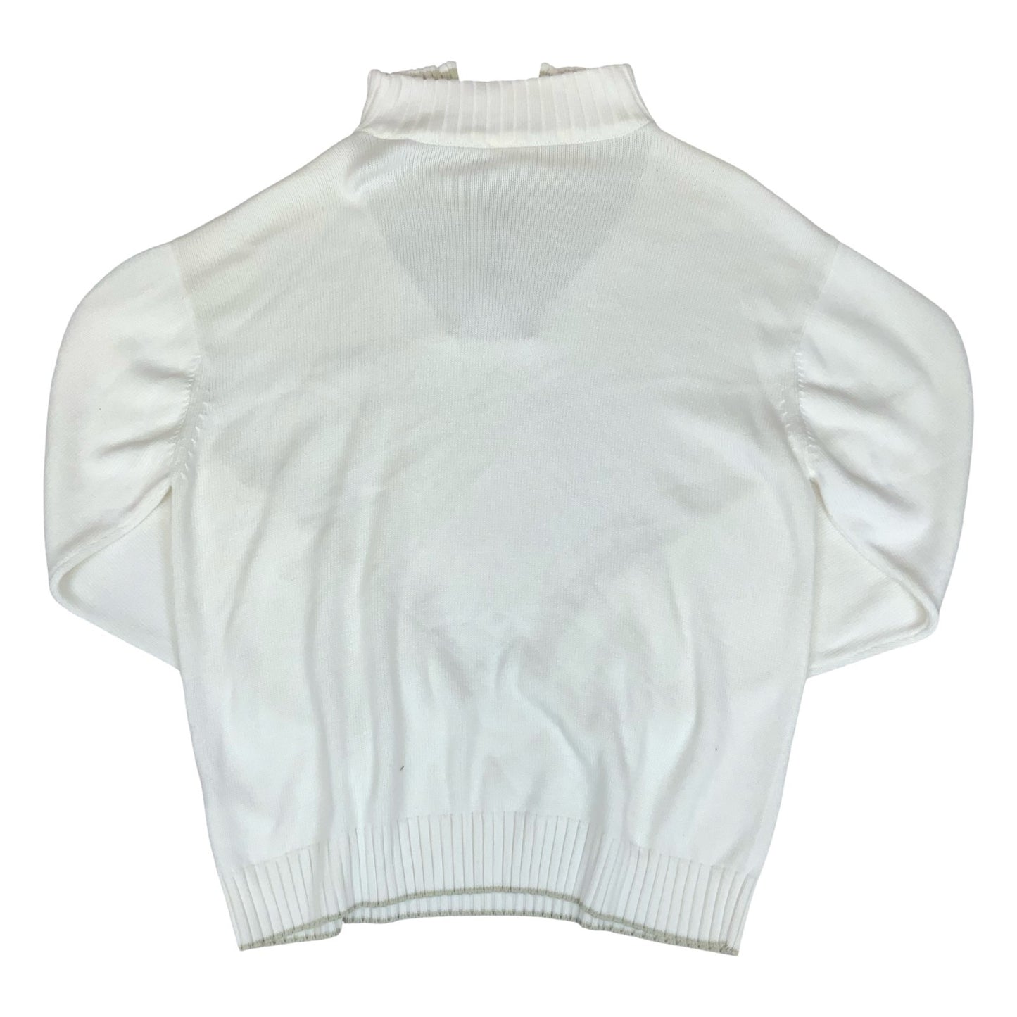 VTG 'ADIDAS' WHITE BEIGE RIBBED 1/4 ZIP NECK KNIT PULLOVER CASUAL SWEATSHIRT 2XL