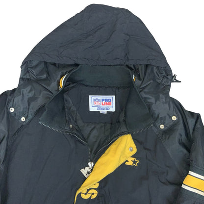 VTG 'NFL PRO-LINE STARTER' STEELERS FOOTBALL BLACK PULLOVER OUTDOOR COAT 4XL