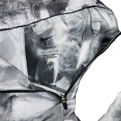 90s 'NIKE' DRI-FIT GREY WHITE TIE-DYE PULL-OVER WINDBREAKER RAINCOAT JACKET XL