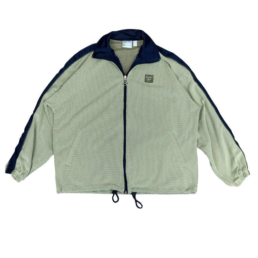 VTG 90s 'DIADORA' BEIGE BROWN NAVY BLUE TEXTURED BREATHABLE TRACK JACKET 2XL