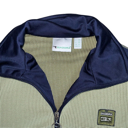 VTG 90s 'DIADORA' BEIGE BROWN NAVY BLUE TEXTURED BREATHABLE TRACK JACKET 2XL