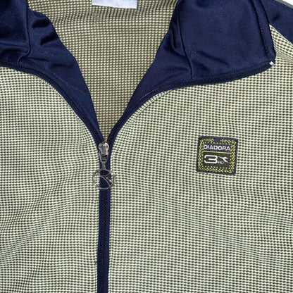 VTG 90s 'DIADORA' BEIGE BROWN NAVY BLUE TEXTURED BREATHABLE TRACK JACKET 2XL