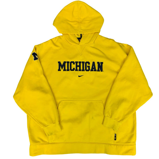 VTG 90s 'NIKE' SWOOSH YELLOW PULL-OVER MICHIGAN WOLVERINES TEAM TAG HOODIE 3XL