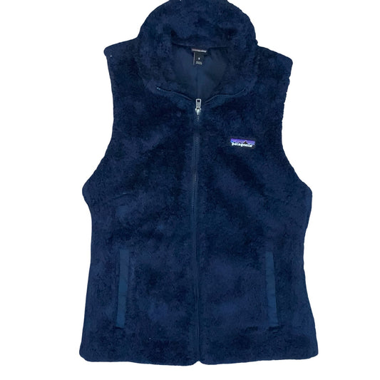 VTG 90s 'PATAGONIA' BLUE ZIP-UP LINED TEDDY FLEECE GILET BODY WARMER S 8