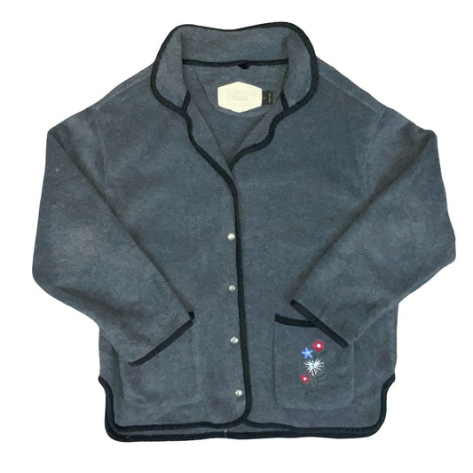 VTG 90s WOOLRICH GREY COTTAGE-CORE FLORAL OVERSIZED SNAP BUTTON TEDDY FLEECE XL