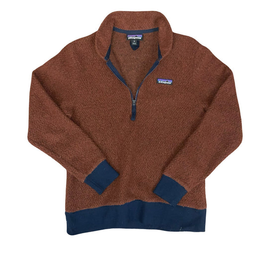 VTG 90s 'PATAGONIA' BROWN TEXTURED TEDDY PULL-OVER WOOL BLEND FLEECE XS