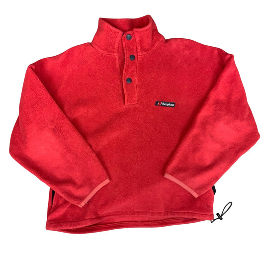 VTG 90s 'BERGHAUS' RED PULL-OVER CASUAL OVERSIZED OUTDOORS TEDDY FLEECE XL
