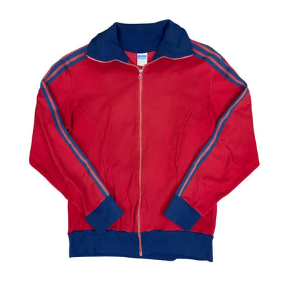 RARE 1970s ADIDAS RED BLUE STRIPED WEST GERMANY ZIP-UP TRAINING TRACK JACKET M/L