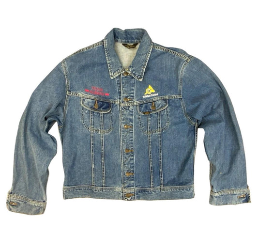 RARE VTG 1994 MIDTFYNS FESTIVAL DENMARK LEE RIDERS K503 DENIM CREW JACKET XL