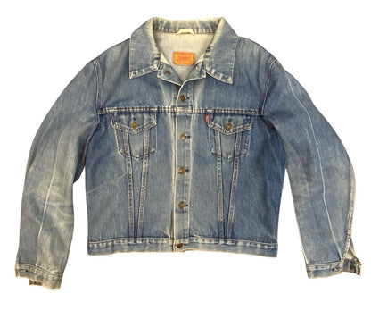 RARE VTG 1970s LEVIS TYPE 3 TRUCKER DENIM JACKET BLUE FADES XL