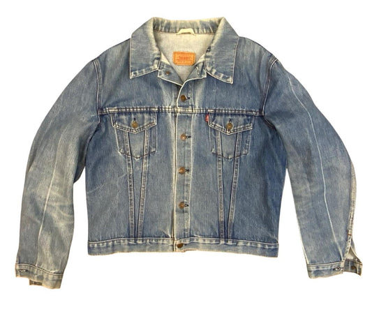 RARE VTG 1970s LEVIS TYPE 3 TRUCKER DENIM JACKET BLUE FADES XL