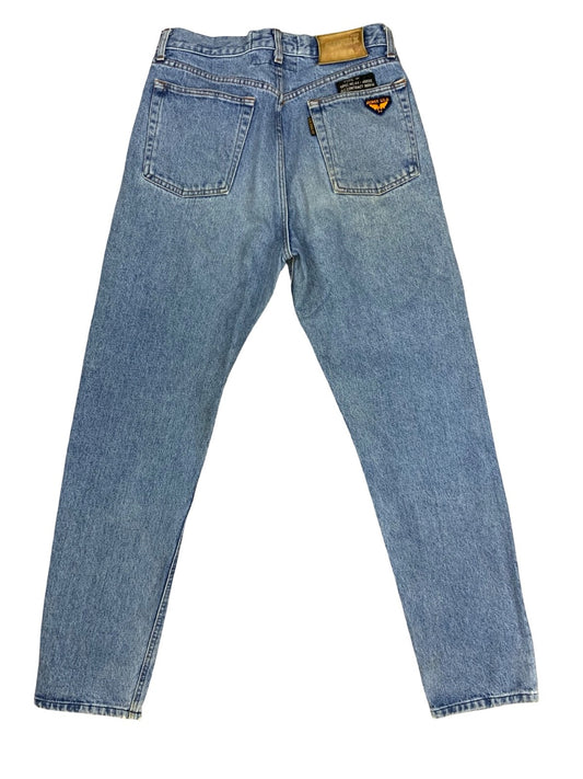 VTG 1990s AVIREX ITALIAN MADE HEAVY DENIM JEANS LIGHT BLUE STONEWASH 30W 32L