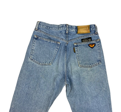 VTG 1990s AVIREX ITALIAN MADE HEAVY DENIM JEANS LIGHT BLUE STONEWASH 30W 32L