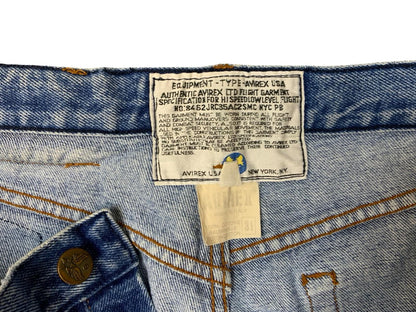 VTG 1990s AVIREX ITALIAN MADE HEAVY DENIM JEANS LIGHT BLUE STONEWASH 30W 32L